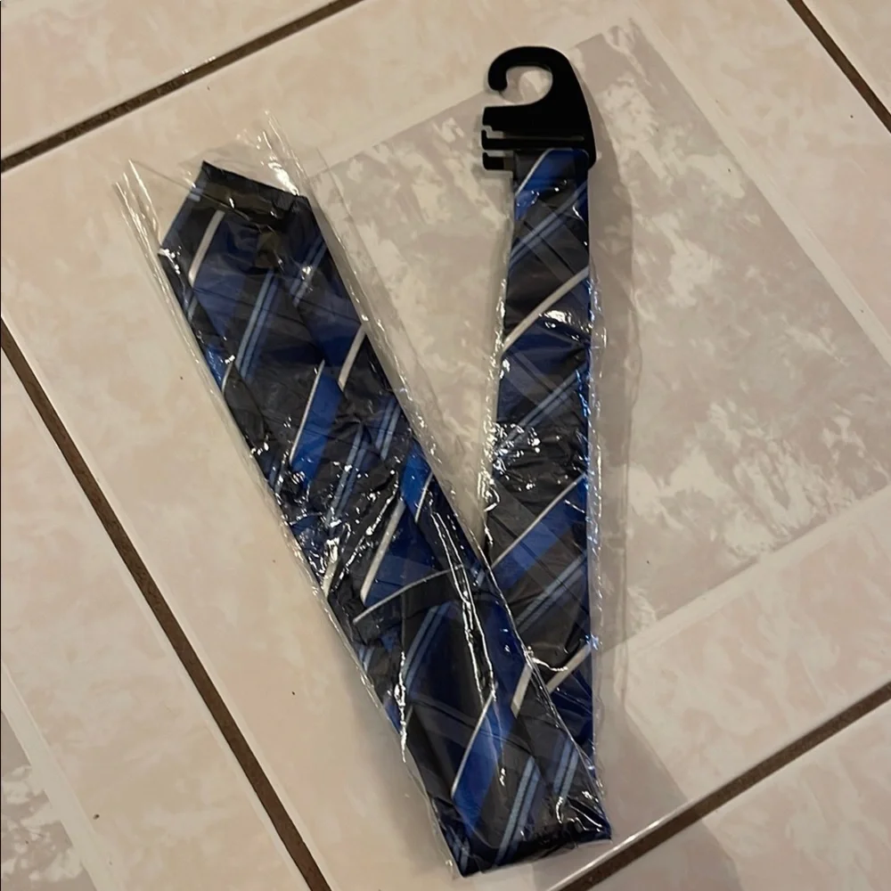 Blue and Black Striped Necktie with Silky Texture